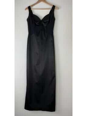 Vintage Tootsies Women's Black Fitted Stretch Sleeveless Dress Back Slit Size 8